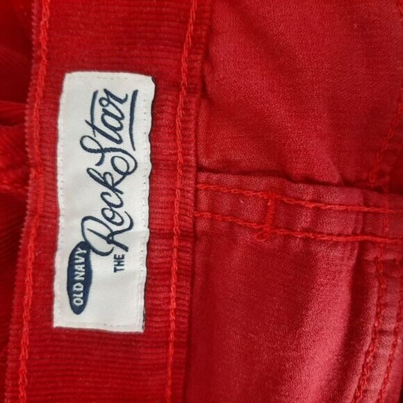 OLD NAVY Rockstar Thin Rib Velour Corduroy Skinny Pants Red Sz 2 Flawed - Picture 15 of 16